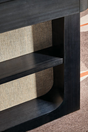 Hooker Furniture Kenzo Sit to Stand Home Office Desk with Grass Cloth Accents and Wood Grain Finish 6104-10458-99