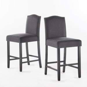 English Elm Christopher Knight Home® - Set of 2 Upholstered Counter Height Barstools with Nailhead Trim, Plush Fabric Comfort & Sturdy Legs Grey 62369.00