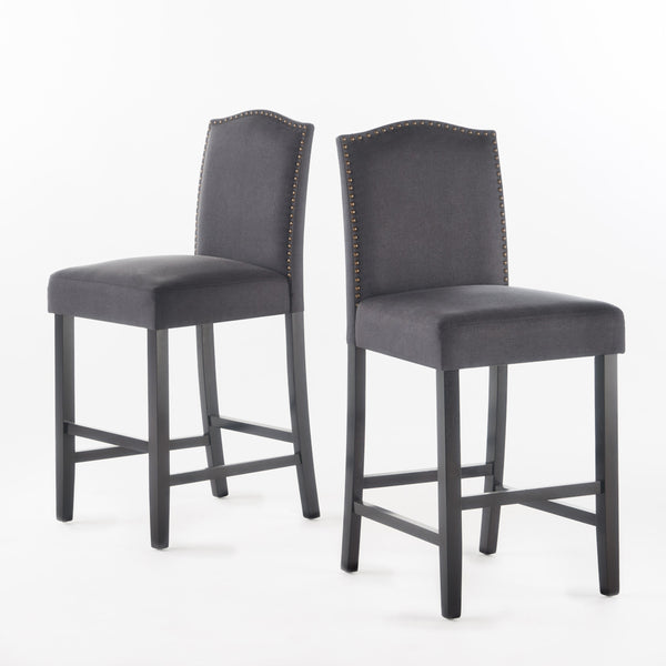 English Elm Christopher Knight Home® - Set of 2 Upholstered Counter Height Barstools with Nailhead Trim, Plush Fabric Comfort & Sturdy Legs Grey 62369.00