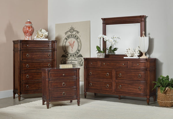 Hooker Furniture Charleston Seven-Drawer Dresser With Maraschino Cherry Veneers, Walnut Inlay, Felt & Cedar Liners Dark Brown 6750-90202-85