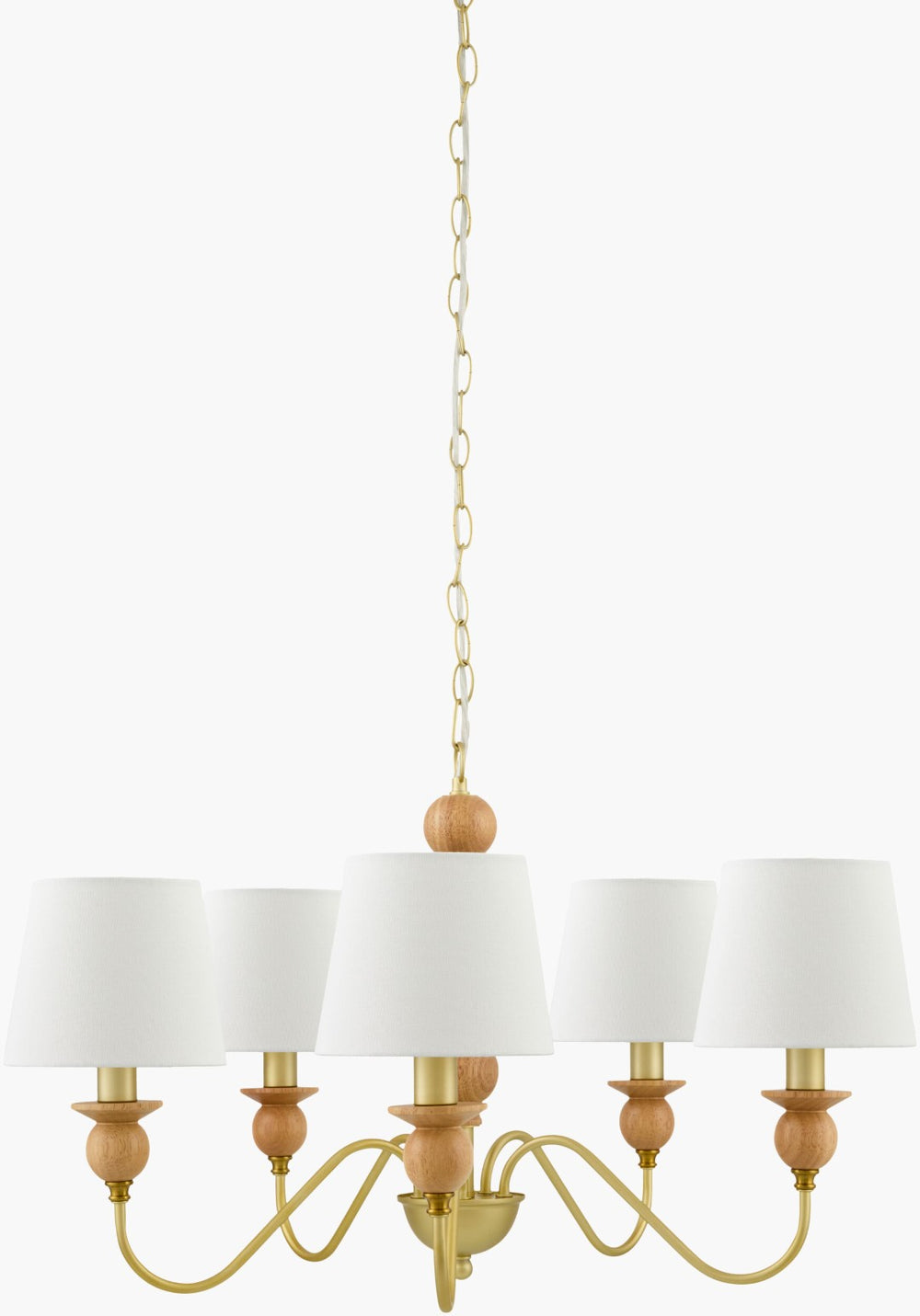 Livabliss Wiluna Rubberwood Chandelier Hand-painted Linen Shade Ambient Dining Room Light WLN-002