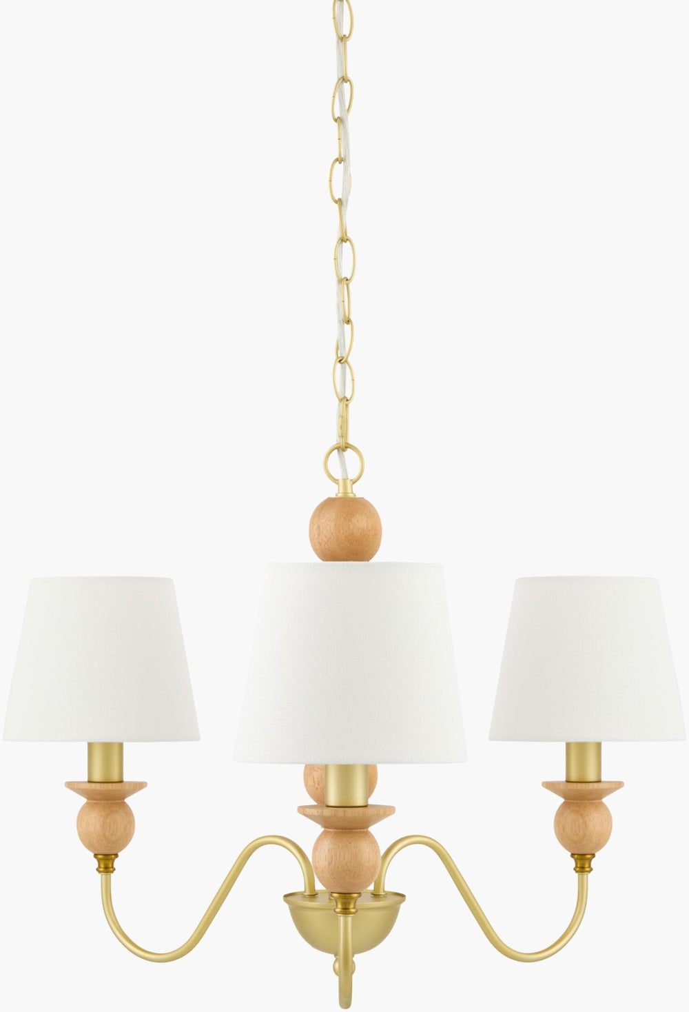 Livabliss Wiluna Rubberwood Chandelier with Linen Shade Warm Rustic Glow for Dining Rooms WLN-004