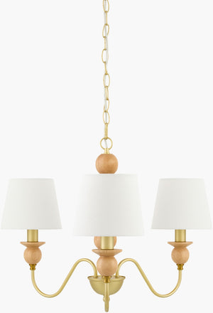 Livabliss Wiluna Rubberwood Chandelier with Linen Shade Warm Rustic Glow for Dining Rooms WLN-004