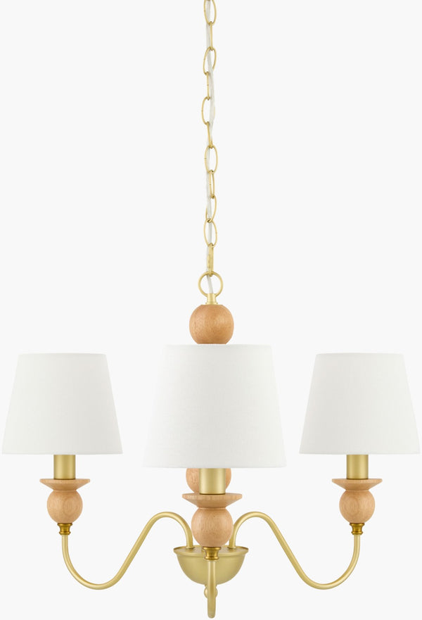 Livabliss Wiluna Rubberwood Chandelier with Linen Shade Warm Rustic Glow for Dining Rooms WLN-004