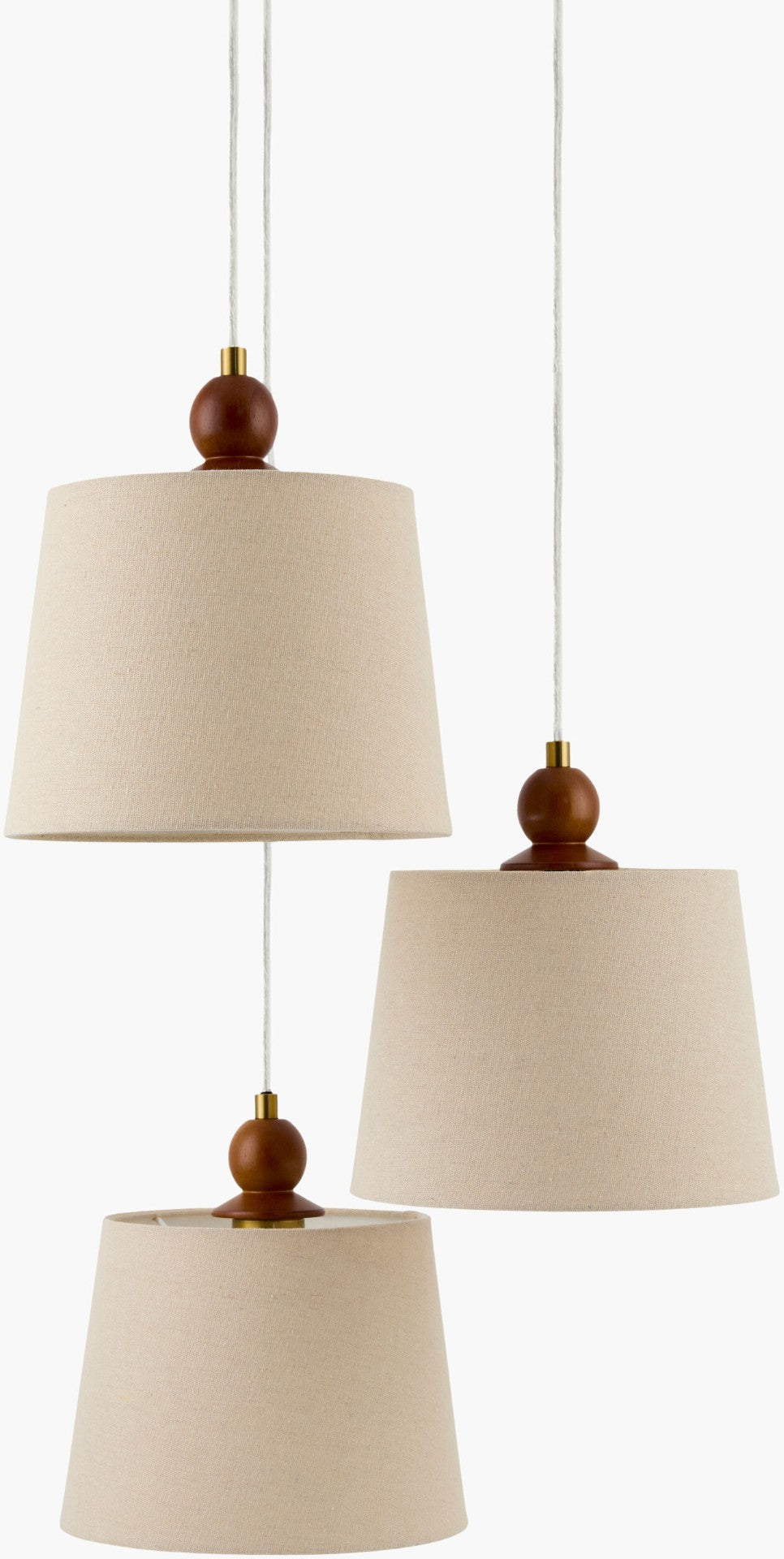 Livabliss Wiluna Rubberwood Chandelier with Linen Shade Artisan Hand Painted Dining Room Light WLN-005