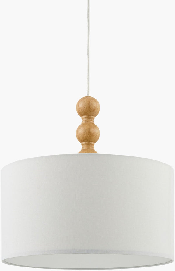 Livabliss Wiluna Linen Shade Rubberwood Pendant Light for Dining Room or Kitchen Island WLN-008