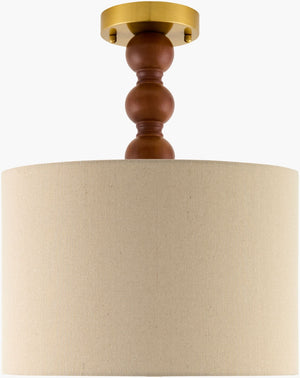 Livabliss Wiluna Rubberwood Pendant Light Linen Shade Artisan Finish for Kitchen or Entryway WLN-009
