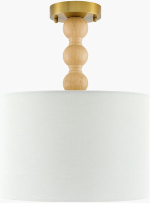 Livabliss Wiluna Rubberwood Linen Pendant Light Artisan Hand-painted Shade for Dining Rooms WLN-010