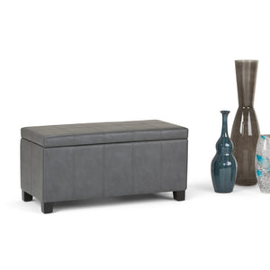 English Elm Dover Storage Ottoman Bench - Versatile Stone Grey Faux Leather With Hidden Storage & Comfort B136P159042