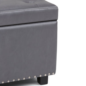 English Elm Hamilton - Versatile Stone Grey Storage Ottoman With Tufted Detailing For Stylish Home Organization B136P158173