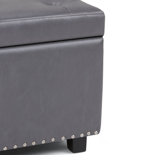 English Elm Hamilton - Versatile Stone Grey Storage Ottoman With Tufted Detailing For Stylish Home Organization B136P158173