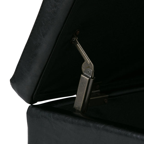 English Elm Avalon Storage Ottoman Bench In Midnight Black - Stylish Seating With Hidden Storage & Safety Hinge B136P158633