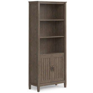 English Elm Lev Smoky Brown Bookcase - Handcrafted Solid Wood, Adjustable Shelves, Two Doors, Anti-Tip Safety, Transitional Design B136P158816