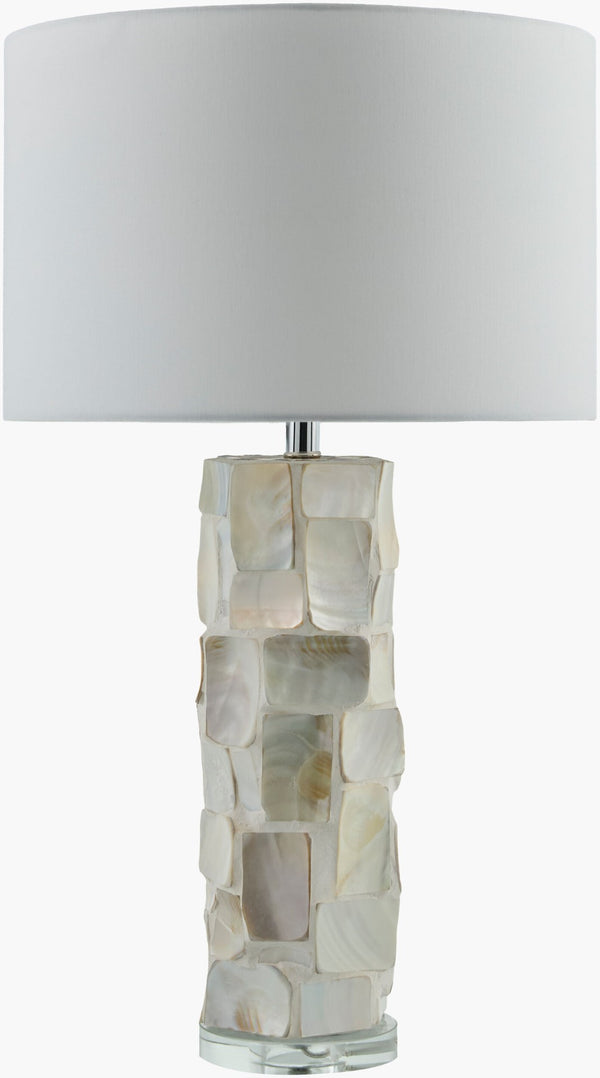 Livabliss Walvis Crystal Shell Table Lamp with Linen Shade Arts and Crafts Traditional Decor WLV-001