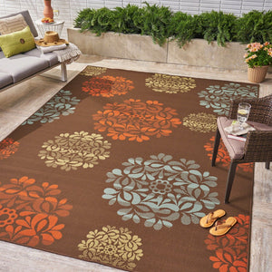 Christopher Knight Home® - Noble House - Ramonna Indoor Floral 8 X 11 Area Rug, Brown and Blue