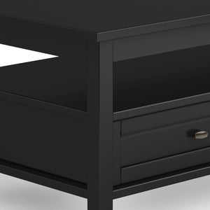 English Elm Warm Shaker Solid Wood Coffee Table - 48" Wide Transitional Design With Storage & Black Finish B136P159664-GIGA