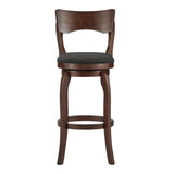 Homelegance By Top-Line Beckham 29-Inch High Back Swivel Bar Stool Dark Grey Rubberwood