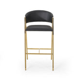 Christopher Knight Home® - Noble House - Folwell Modern Faux Leather Barstool, Black and Gold - Set of 2