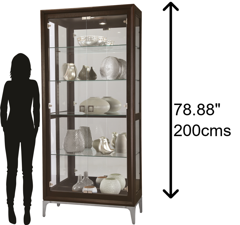 Hekman Furniture 680692 Sheena Curio Cabinet - Elegant Aged Mocha Display With Adjustable Shelves & Interior Lighting Aged Mocha Sheena Curio Cabinet 680692