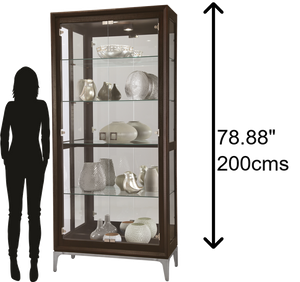Hekman Furniture 680692 Sheena Curio Cabinet - Elegant Aged Mocha Display With Adjustable Shelves & Interior Lighting Aged Mocha Sheena Curio Cabinet 680692