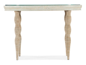 Hooker Furniture Serenity Oval Coastal Writing Desk With Hand-Painted Blue-Gold Glass Top, Oak Veneer Surf Finish 6350-10458-80