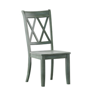 Homelegance By Top-Line Juliette Double X Back Wood Dining Chairs (Set of 2) Green Rubberwood