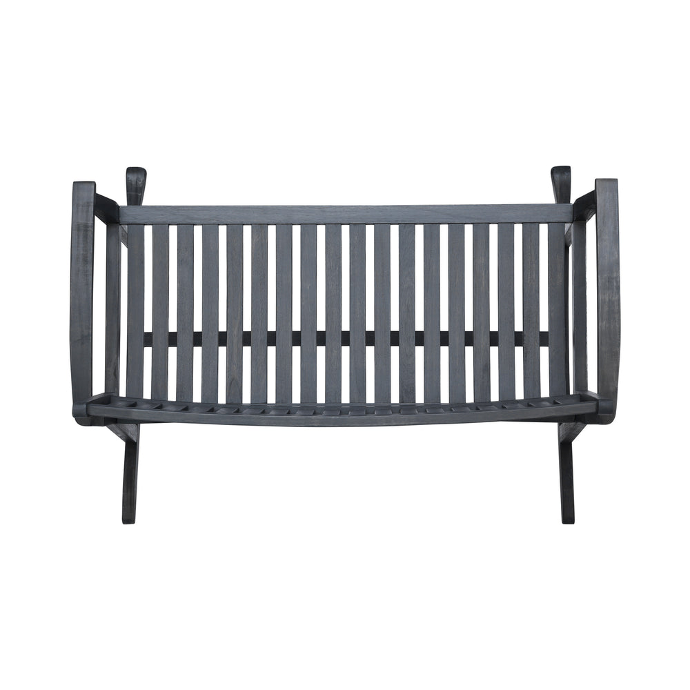 English Elm Christopher Knight Home® - Patio Acacia Wood Rocking Loveseat with Armrests — Handcrafted 2-Person Porch Bench, Slatted Comfort DARK GREY 62267.00DGRY