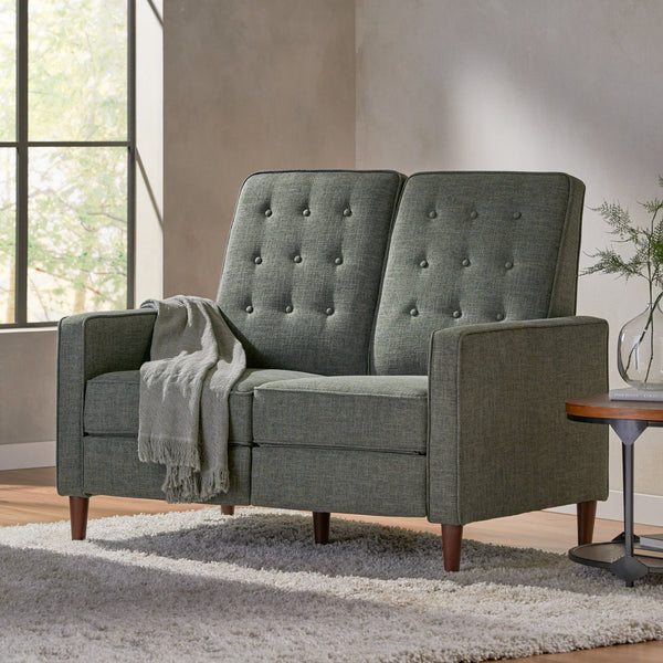 English Elm Christopher Knight Home® - DOUBLE Recliner Fabric Sofa with Plush Cushions and Space-Saving Design for Living Rooms, 49"L Gray 72478.00FGRY
