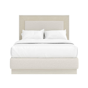 Cotiere Modern Upholstered Panel Bed - Vintage-Inspired Design with Cream Headboard & Neutral Frame