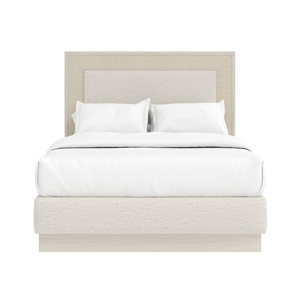 Cotiere Modern Upholstered Panel Bed - Vintage-Inspired Design with Cream Headboard & Neutral Frame