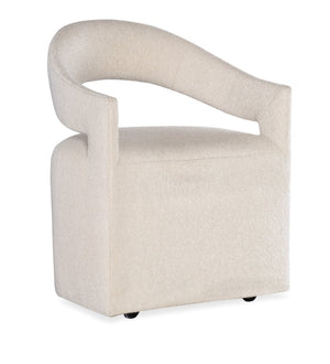 Hooker Furniture Modern Inverness Upholstered Arm Chair With Boucle Fabric, Metal Base & Casters For Small Spaces 6850-75500-05