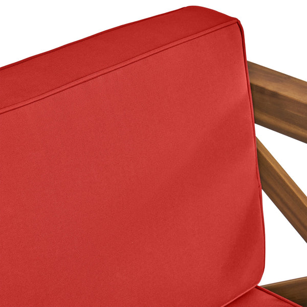 English Elm Brava Outdoor Acacia Wood Club Chair with Slatted Cross-back Mid-century Patio Design 65545.00RED