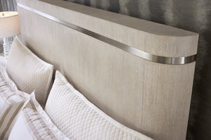 Hooker Furniture Modern Mood King Panel Bed With Oak Veneer & Pewter Inlay — Modern Contemporary Statement Piece Light Brown 6850-90266-80