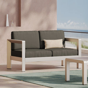 English Elm Aviara Outdoor Loveseat Lightweight Aluminum Frame Deep Seat Patio Lounge 64078.00