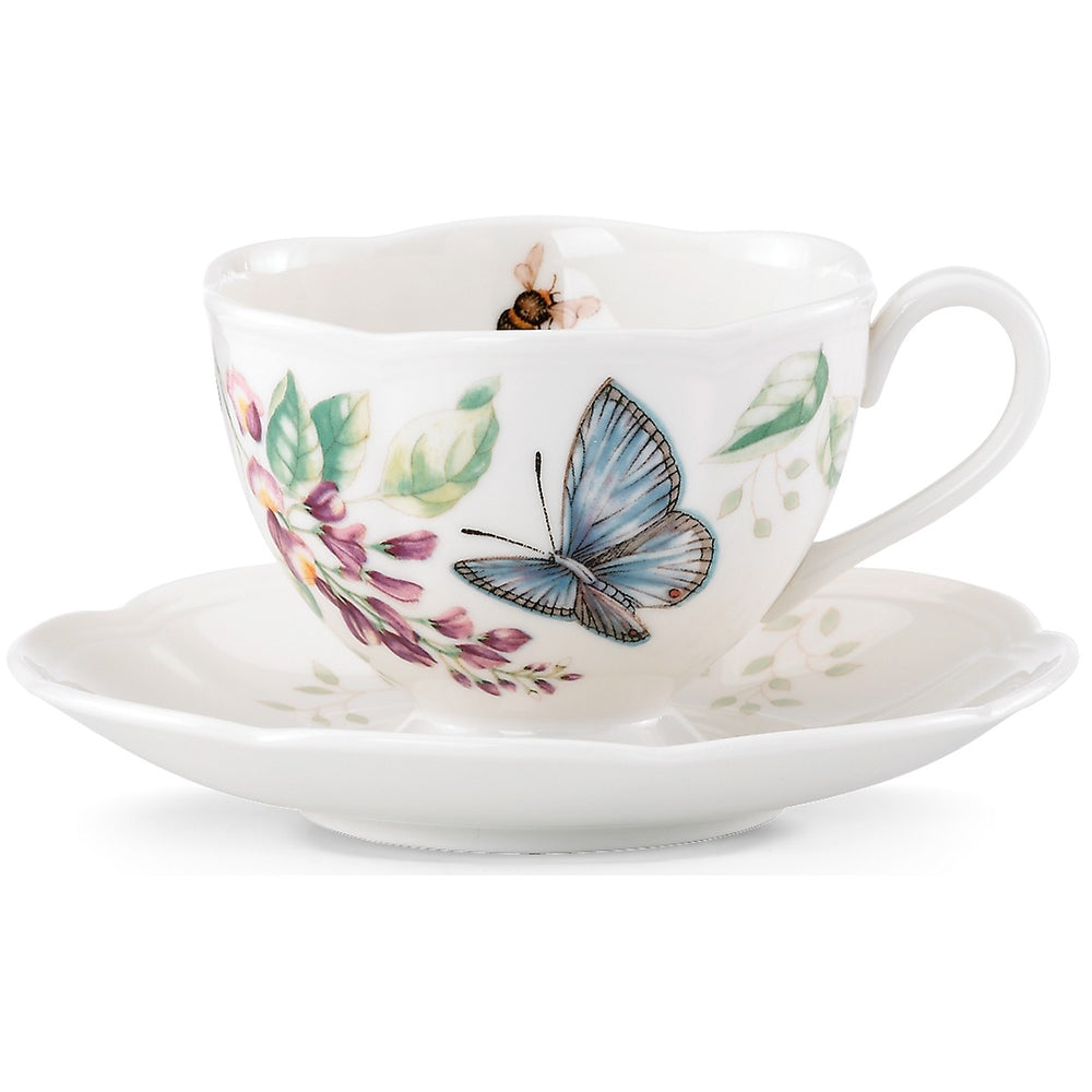 Lenox Butterfly Meadow Blue Cup and Saucer Multi, WHITE PORCELAIN 812098