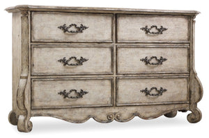 Hooker Furniture Chatelet Paris Vintage Six-Drawer Dresser With Cedar-Lined Drawers, Felt Top Protection, Distressed Finish 5350-90001