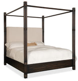 Retreat Pole Rattan King Upholstered Poster Bed w/Canopy