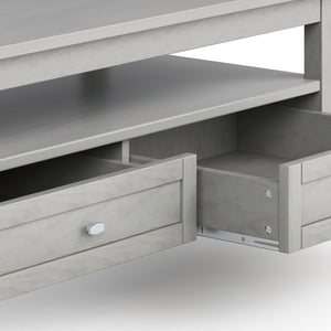 English Elm Warm Shaker Solid Wood Coffee Table 48" Fog Grey – Hand-Finished, Two Drawers, Transitional Charm B136P160677