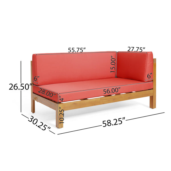 English Elm Christopher Knight Home® - Brava Stylish Right Corner Bench Set For Indoor/Outdoor, Solid Acacia Wood With Water-Resistant Cushions 57968.00RED2