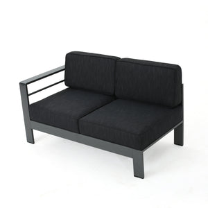 English Elm Cape Coral Outdoor Sectional Sofa Set with Aluminum Frame and Glass Top Coffee Table 57589.00GRY