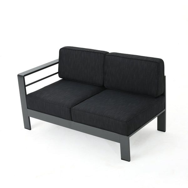 English Elm Cape Coral Outdoor Sectional Sofa Set with Aluminum Frame and Glass Top Coffee Table 57589.00GRY