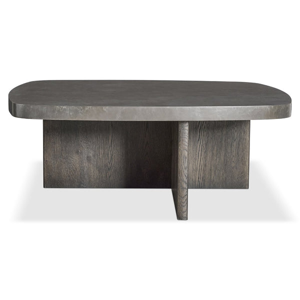 Bernhardt Bernhardt Monroe Stone Top Cocktail Table Sculptural Wood Base for Modern Living Rooms 574014