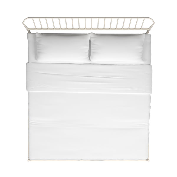 Homelegance By Top-Line Dante Metal Platform Bed with Curved Metal Headboard White Metal