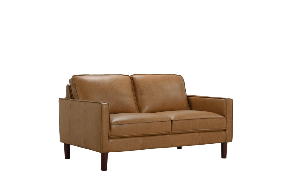 Porter Designs Porter Soria Top-grain Leather Loveseat - Luxurious Camel Comfort With Mid-century Modern Style Brown Leather 02-204-02-8760