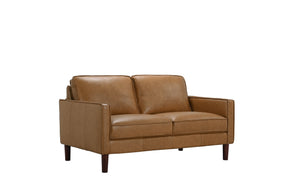 Porter Designs Porter Soria Top-grain Leather Loveseat - Luxurious Camel Comfort With Mid-century Modern Style Brown Leather 02-204-02-8760