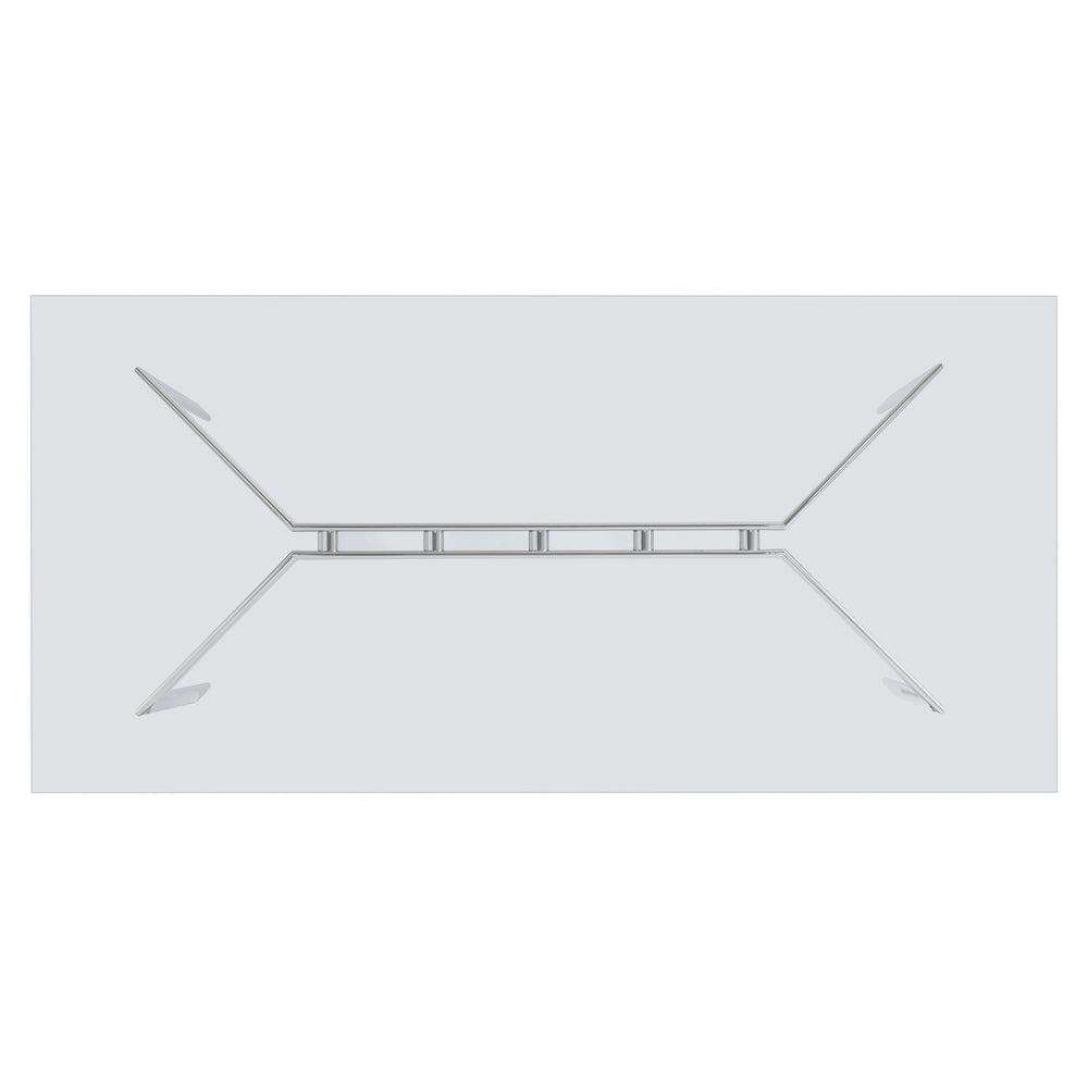 Bernhardt Bernhardt Cristobal 100" Rectangular Glass Dining Table With Polished Stainless Steel Y-Base & Industrial Accents K1805