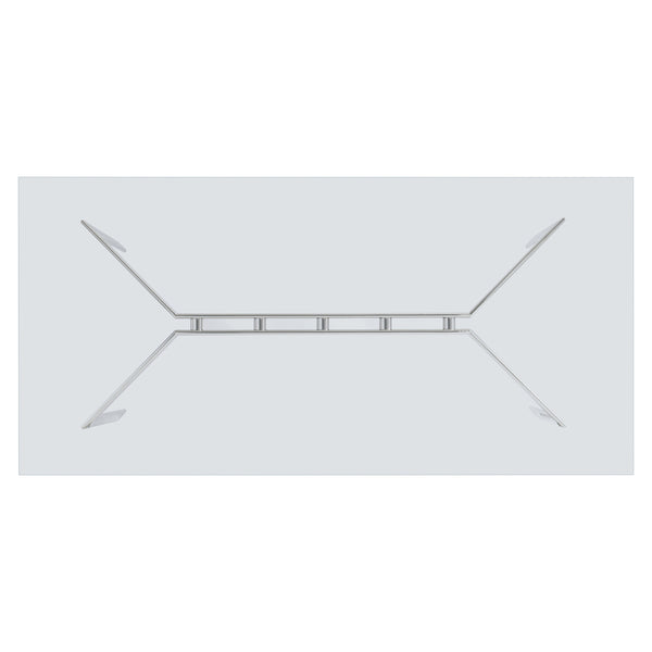 Bernhardt Bernhardt Cristobal 100" Rectangular Glass Dining Table With Polished Stainless Steel Y-Base & Industrial Accents K1805