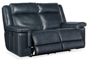 Hooker Furniture Montel Cosmos Cobalt Lay-Flat Power Loveseat With Usb, Power Headrests & Adjustable Lumbar Support SS705-PHL2-047