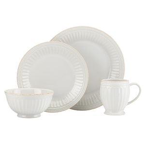 Lenox French Perle Groove White 4-piece Place Setting White, WHITE STONEWARE 856883