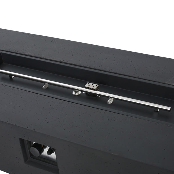 English Elm 50000 Btu Rectangular Mgo Concrete Propane Fire Table for Outdoor Patio Gatherings 59242.00-50K_59243.00